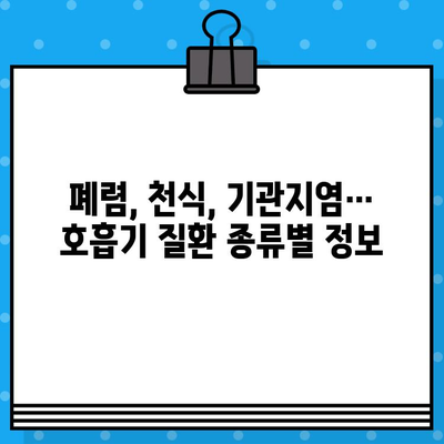 삼성서울병원 호흡기내과 질환별 치료법| 상세 가이드 | 호흡기 질환, 치료, 진료, 의료 정보