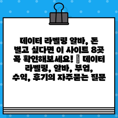 데이터 라벨링 알바, 돈 벌고 싶다면 이 사이트 8곳 꼭 확인해보세요! | 데이터 라벨링, 알바, 부업, 수익, 후기