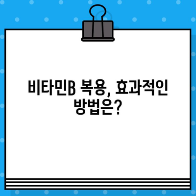 고함량 비타민B 영양제, 효과적인 복용법과 주의사항 완벽 정리 | 비타민B 종류, 부작용, 복용량