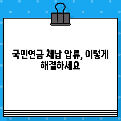 국민연금 체납 압류, 불이익 피하는 방법 & 절차| 상세 가이드 | 압류 해제, 면제, 연체 납부