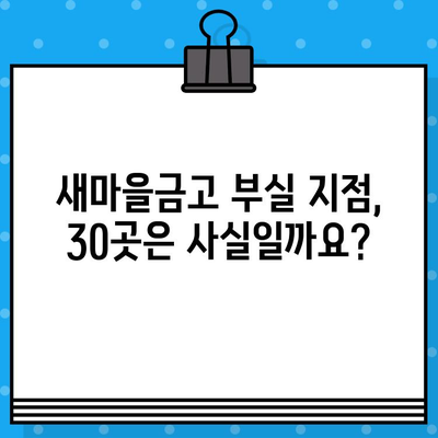 새마을금고 부실지점 30곳? 🚨 부실지점 확인 방법 & 망하면 어떻게 해야 할까요? |  새마을금고, 부실 지점, 예금 보호, 파산